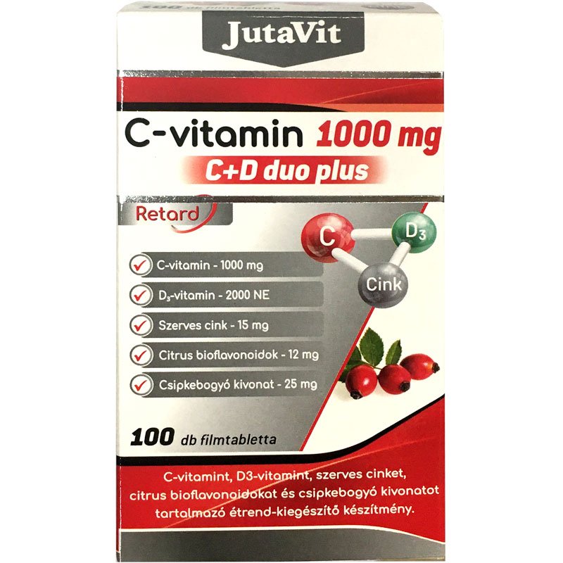 JutaVit C-vitamín 1000mg C+D DUO Plus retard filmtablety 100 ks - 88520