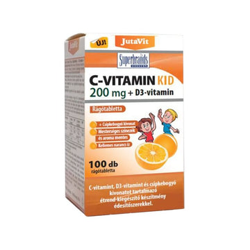 Jutavit C-vitamín KID s 200 mg vitamínu C a D3, 100 žuvacích tabliet - 85653
