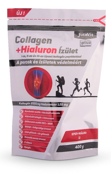 Jutavit kolagén+hialurónová kĺbová jahodová kaša kolagénový prášok 400 g