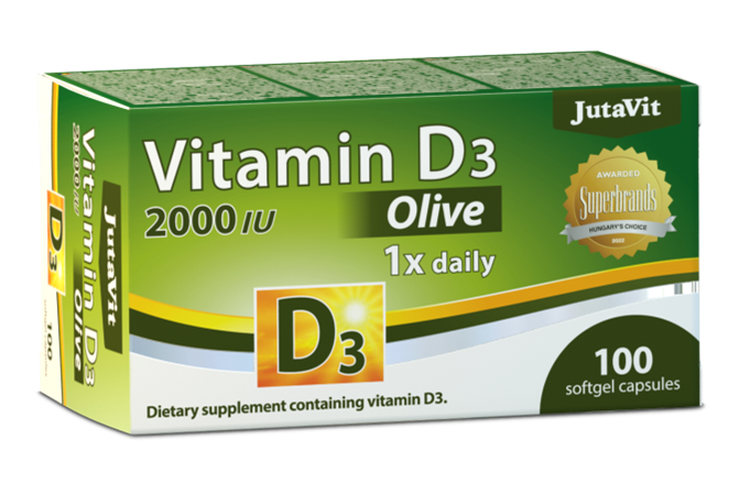 JutaVit D3-vitamín 2000 IU s olivovým olejom 100 mäkkých kapsúl - 91584