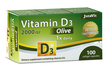 JutaVit D3-vitamín 2000 IU s olivovým olejom 100 mäkkých kapsúl - 91584