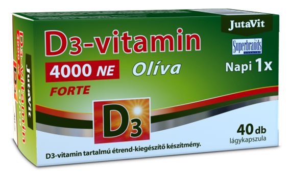 JutaVit Vitamín D3 Forte 4000 IU s olivovým olejom 40 mäkkých kapsúl - 85657