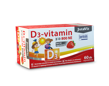 JutaVit D3-vitamín žuvacie tablety s jahodovou príchuťou pre deti 60 ks - 88263