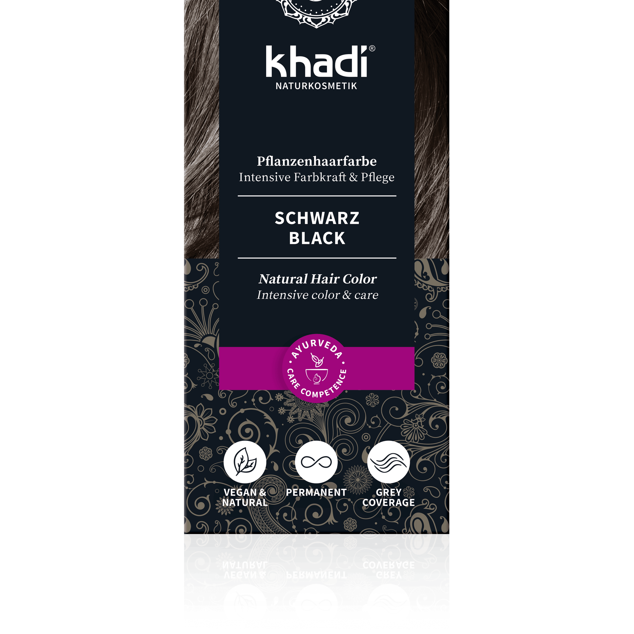 Khadi Bylinná farba na vlasy odtieň čierna 100 g - 31550