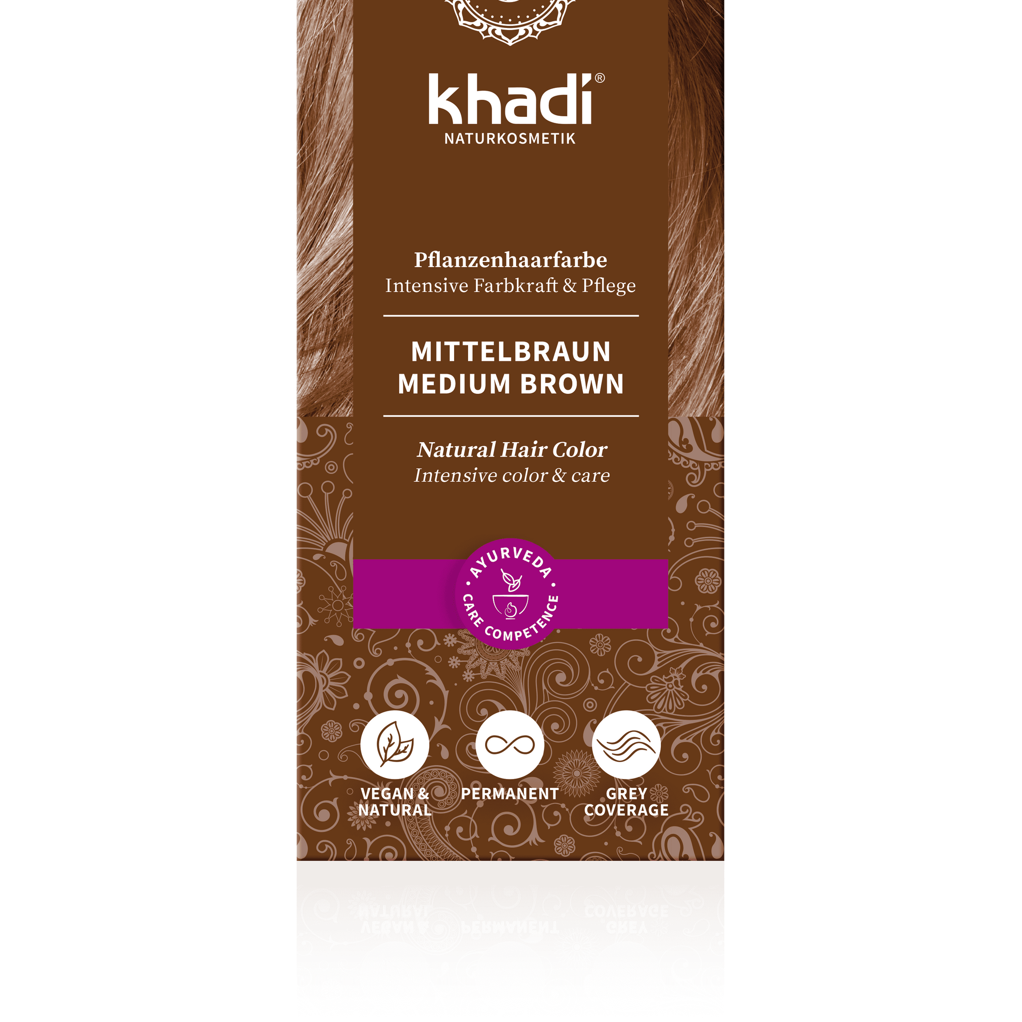 Khadi bylinná farba na vlasy stredne hnedá 100 g - 58918