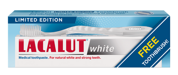 Lacalut biely bielený zubný krém + Lacalut limitovaná edícia zubná kefka 75 ml