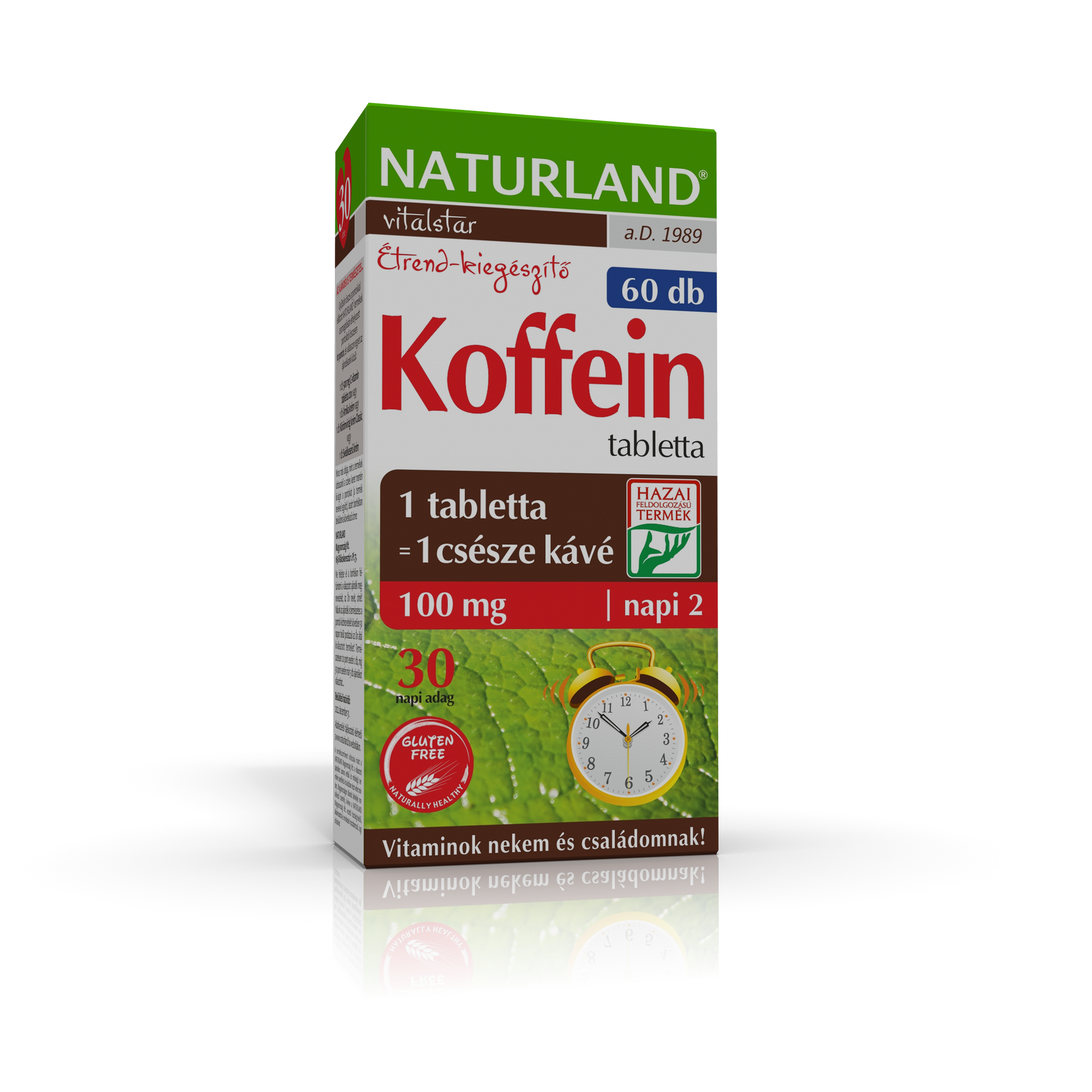 Naturland Kofeínové tablety 100 mg, 60 ks - 17823