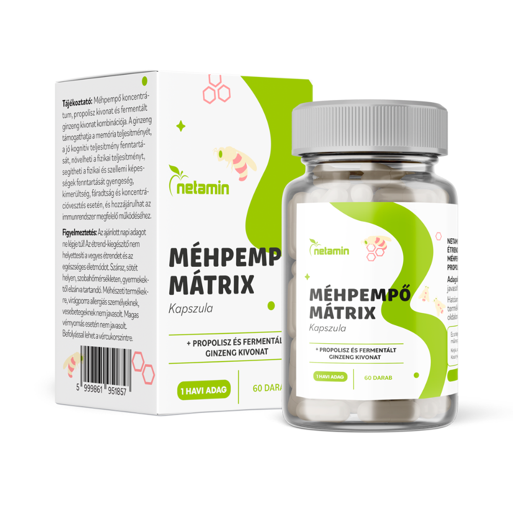 Kapsuly s matrixom pľúcnej semenáčnice netamínu + propolis a kapsule s fermentovaným ginsengom 60 kusov