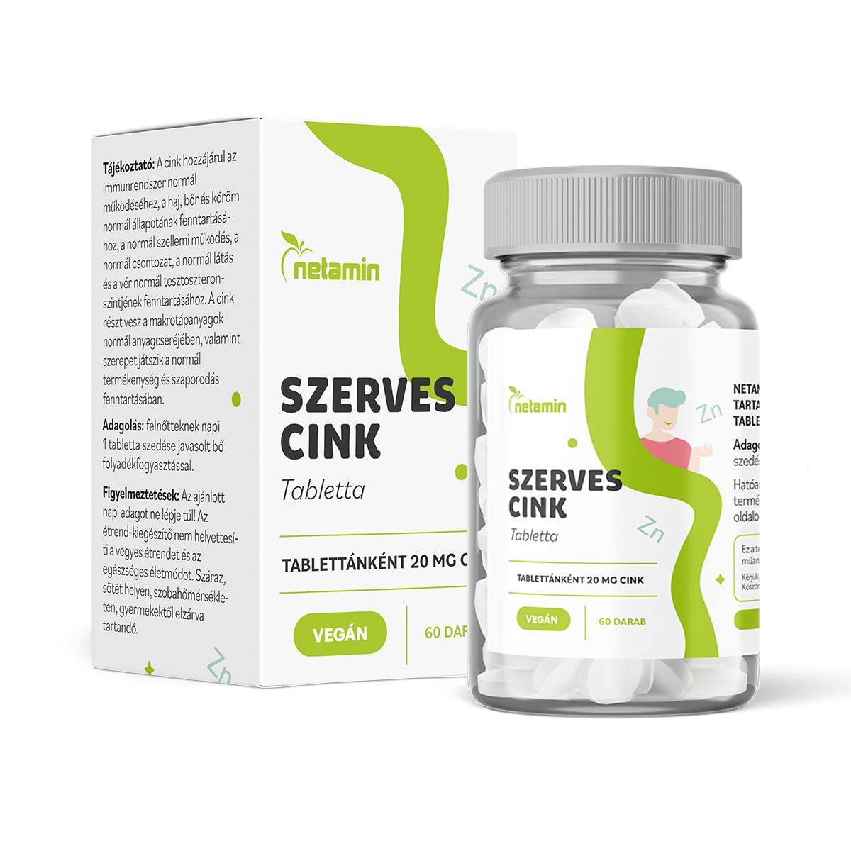 Netamín organický zinok 20 mg tablety 60 ks