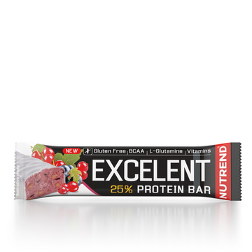Nutrend Excelent Proteínová tyčinka s čiernymi ríbezľami a brusnicami 85 g - 90034