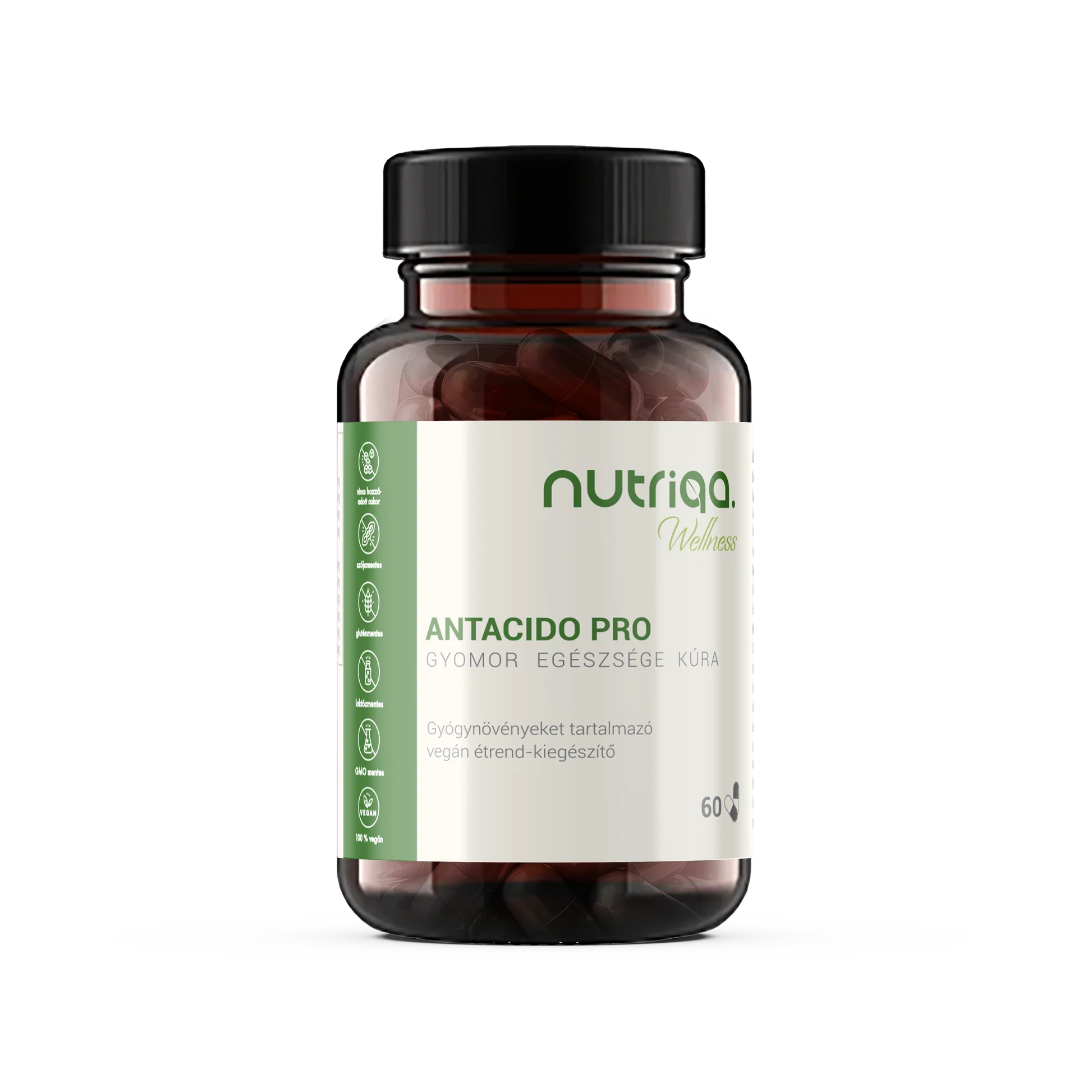 Nutriqa antacido pro zdravia žalúdka vegánske kapsule 60 š. š.