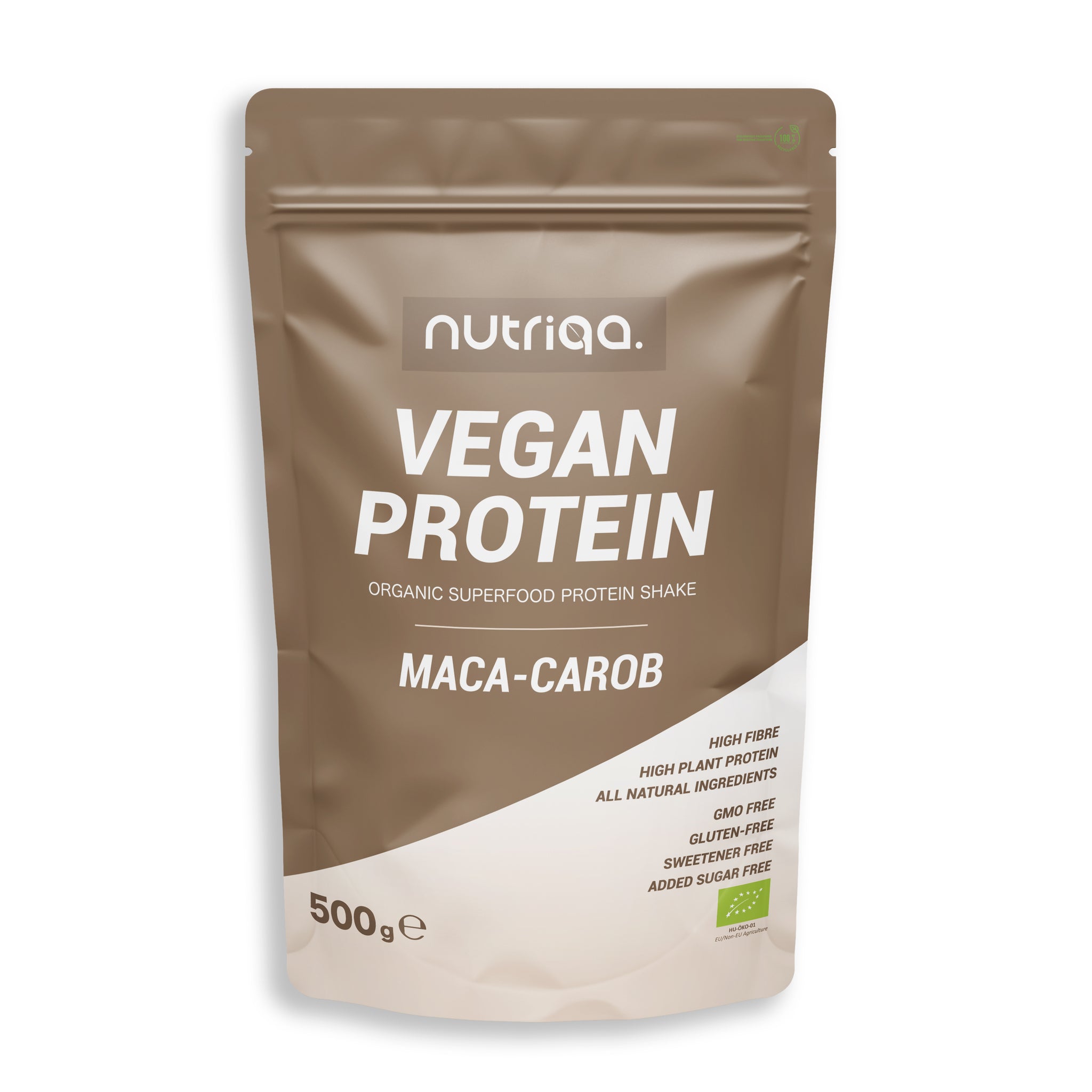 Nutriqa bio vegán proteínová zmes s macou a karobom 500 g - 92558