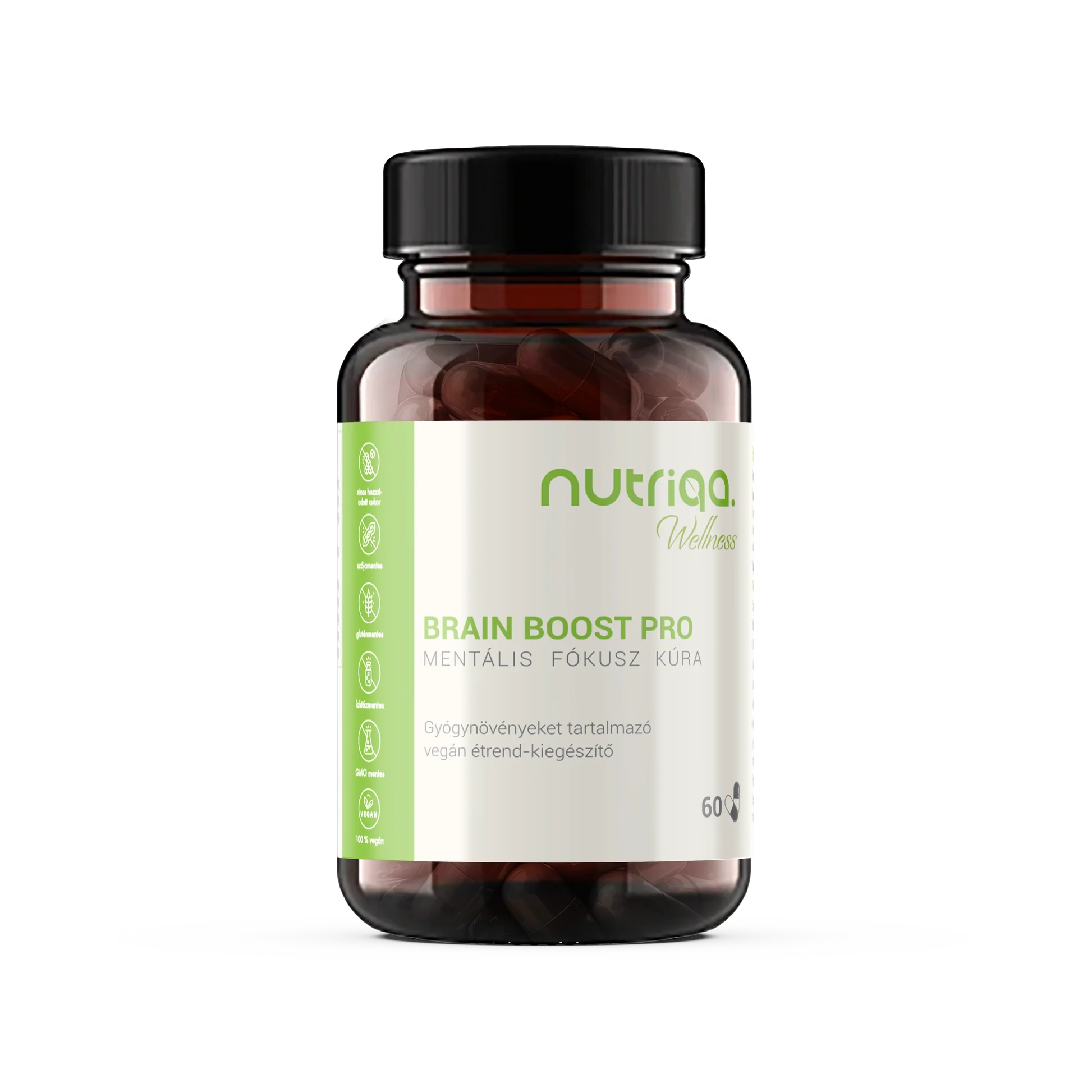 Nutriqa brain boost pro mentálne zameranie vegánske kapsule 60 šálok