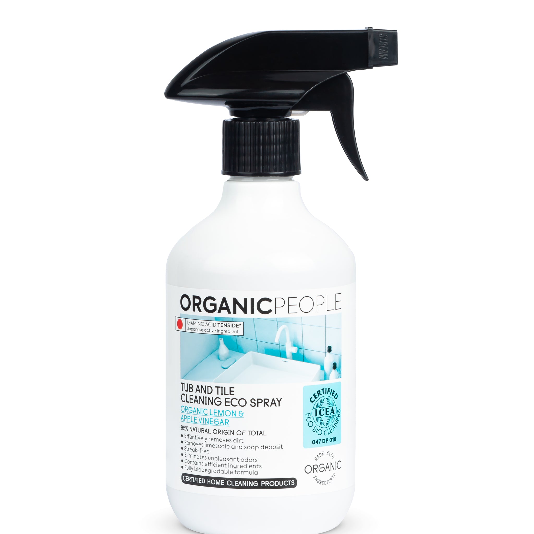 Organic People ecologický sprej na umývanie a čistenie kúpeľne s bio citrónom a jablečným octom 500 ml