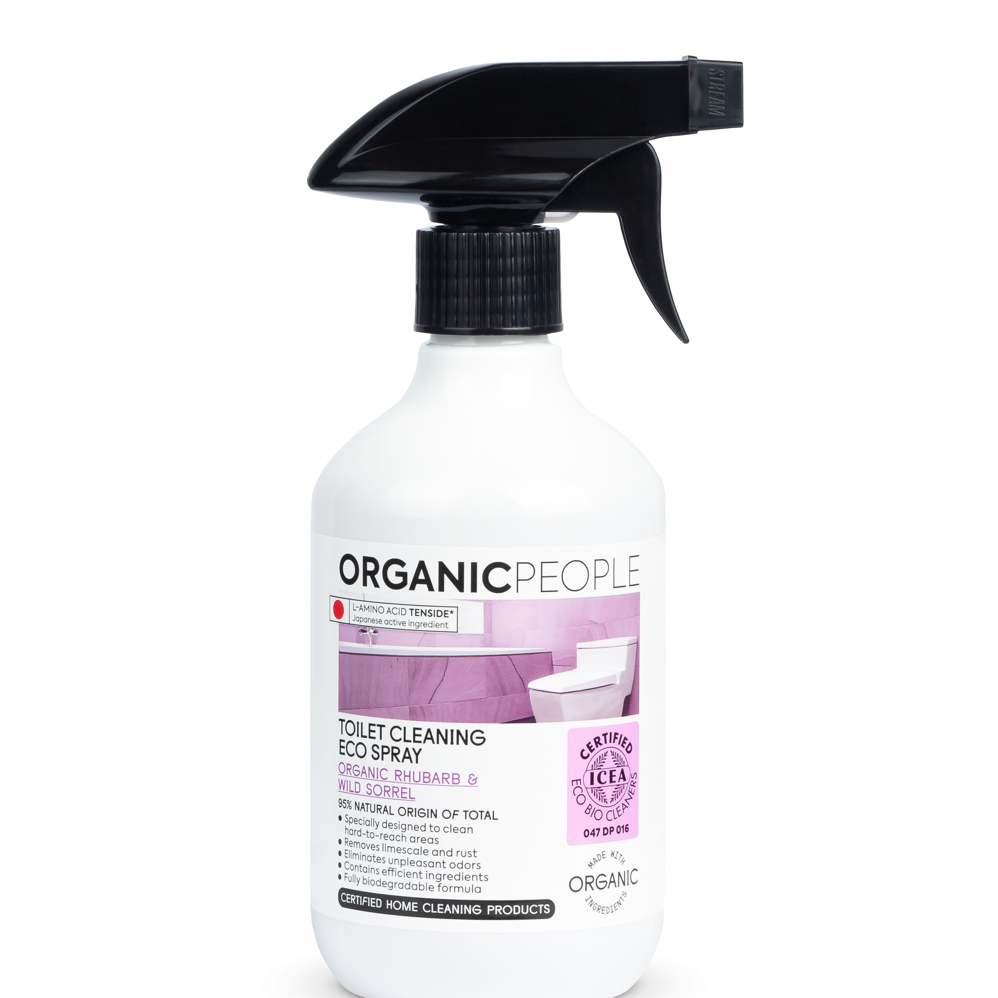 Organic People ekologický čistiaci sprej na záchod s bio rebarbarou a divokou vodou 500 ml