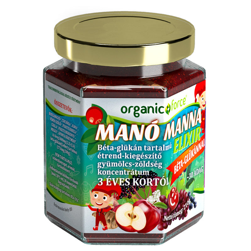 Organic force manó manna elixír ovocno-zeleninový koncentrát obsahujúci beta-glukan pre deti od 3 rokov 210 g