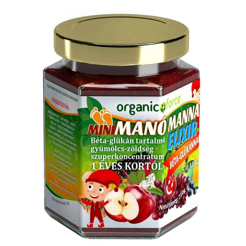 Organic force mini manó manna elixír ovocno-zeleninový koncentrát s obsahom beta-glukánu pre deti od 1 roka 210 g