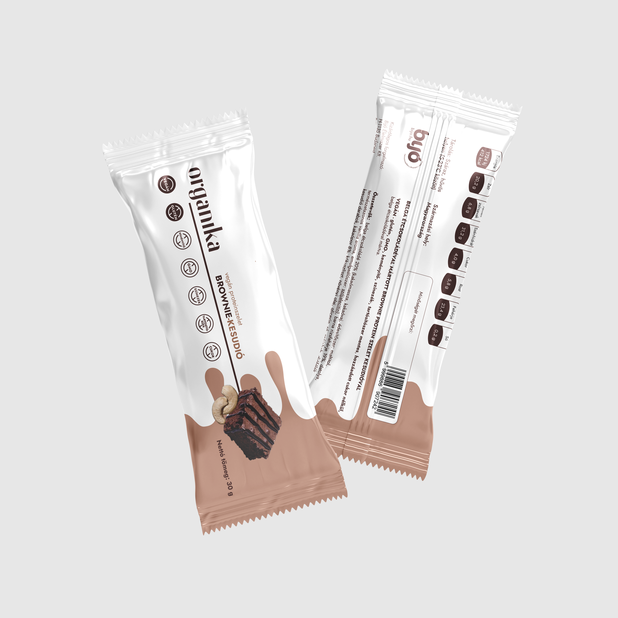 Organika vegán proteínová tyčinka brownie s kešu orieškami 30 g - 86578