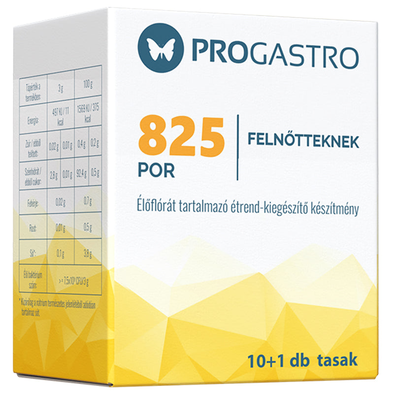 Progastro 825 prášok pre dospelých doplnkový liek obsahujúci živú flóru 10+1 vrecúšok