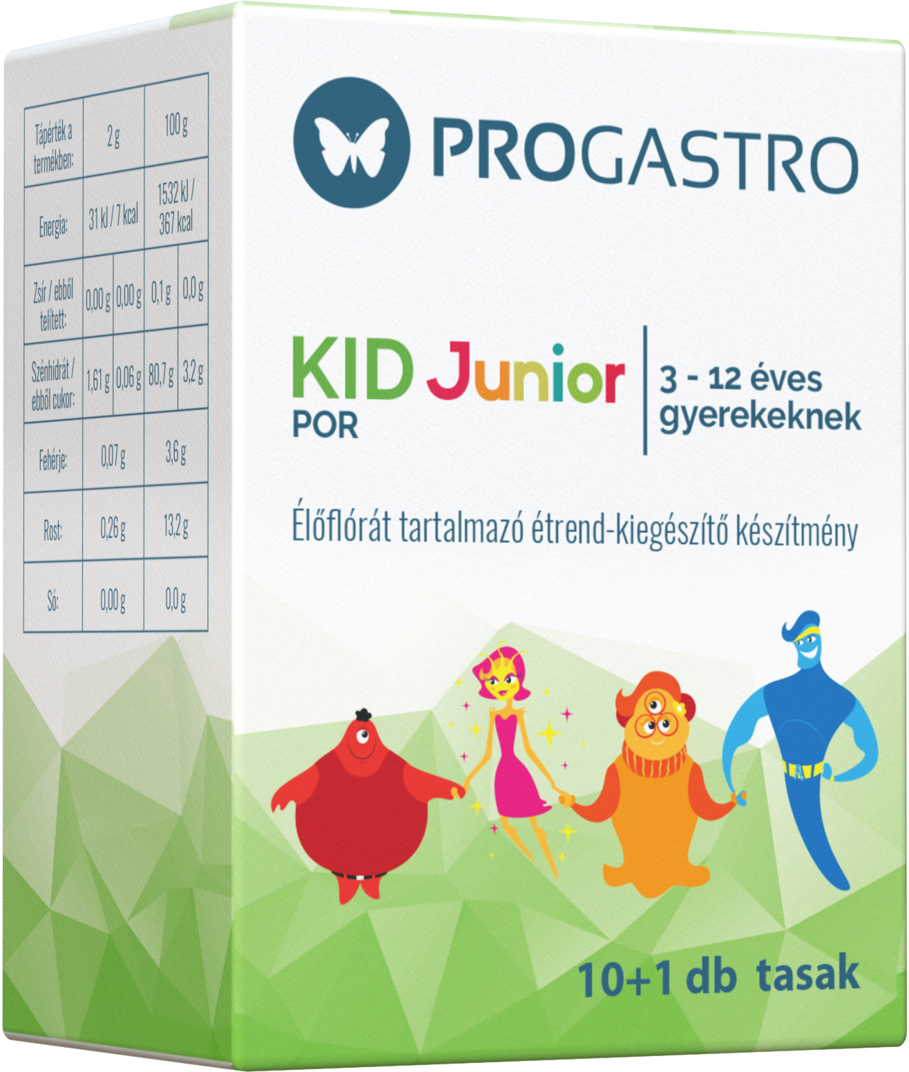 Progastro kid junior prášok pre deti od 3 do 12 rokov 10+1db 11db