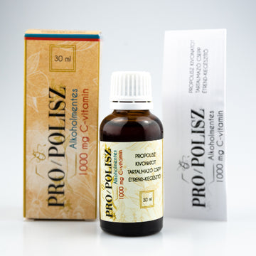 Nealkoholické kvapky obsahujúce pro/polys propolisový extrakt s 1000 mg vitamínu C v 30 ml