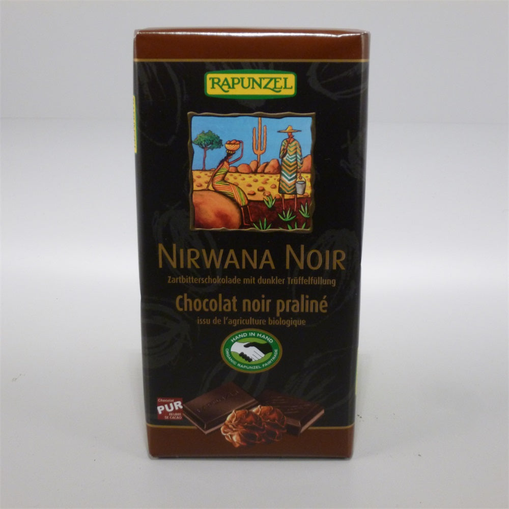 Rapunzel Nirwana Noir Horká čokoláda s krémovou orechovou náplňou 100 g - 22069
