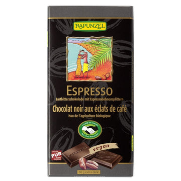 Rapunzel Organická polosladká čokoláda s espressom 80 g - 91919