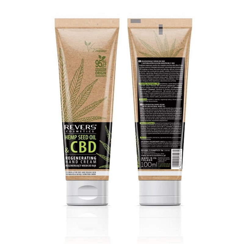 Revers cbd oleje z konope vegánske regenerujúce krémy na ruky 100 ml