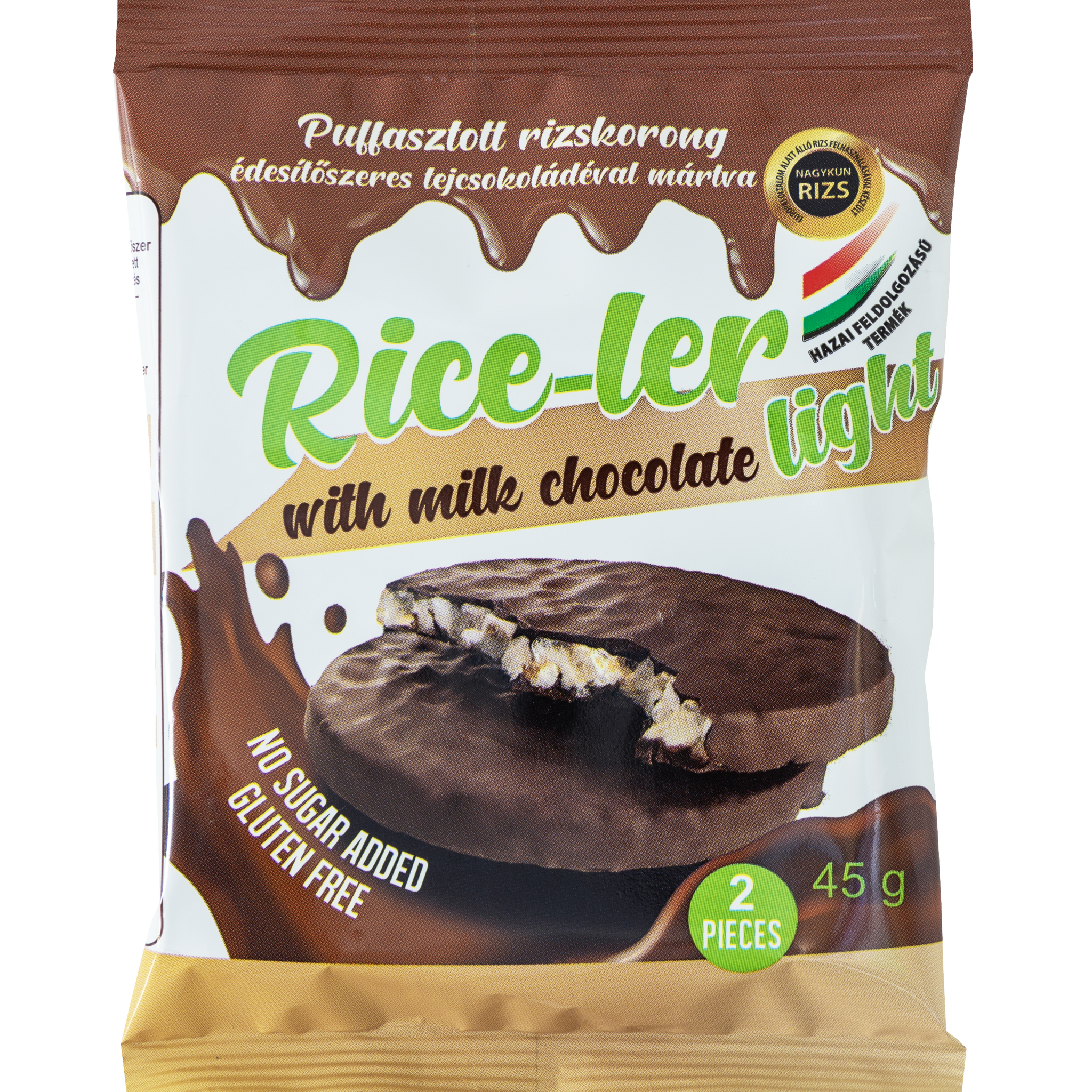 Rice-ler nafukovaná ryžová krabica omotaná sladidlom mliečnou čokoládou 45 g