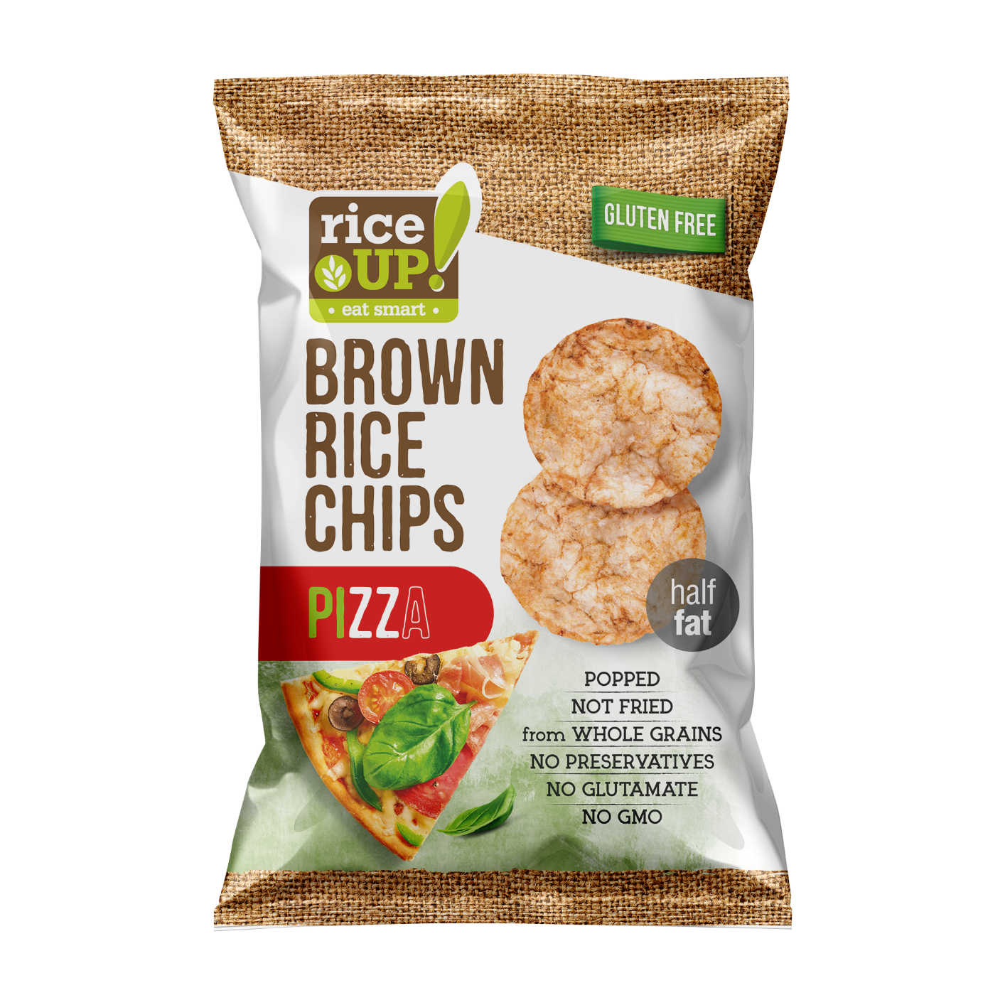 RiceUP Ryžové chipsy s príchuťou pizze 60 g - 91448