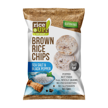 Rice UP! Celozrnné ryžové chipsy s morskou soľou a čiernym korením 60 g - 86572