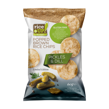 RiceUP! Hnedé ryžové chipsy s príchuťou uhorky a kôpru 60 g - 84367