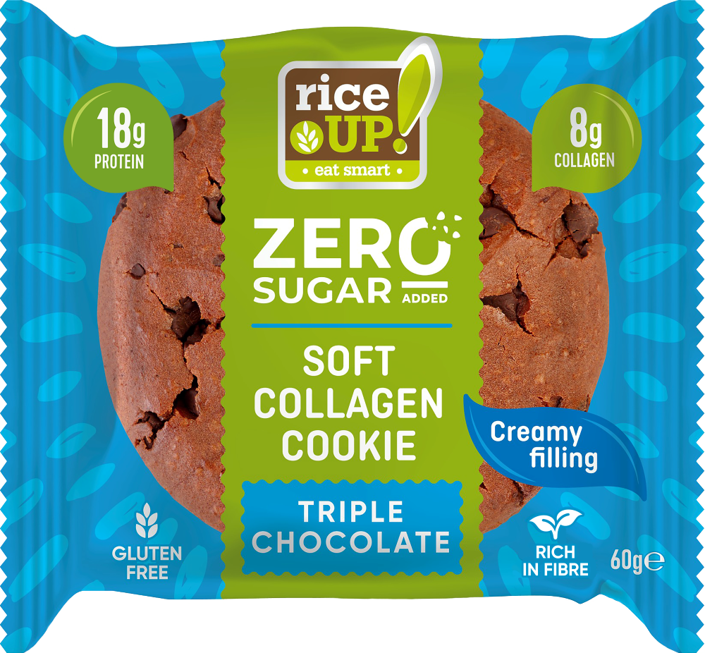 Rice Up zero kolagén, proteínové koláče s trojitým čokoládovým chutí 60 g
