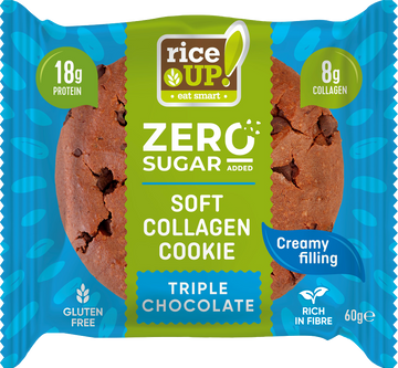 Rice Up zero kolagén, proteínové koláče s trojitým čokoládovým chutí 60 g