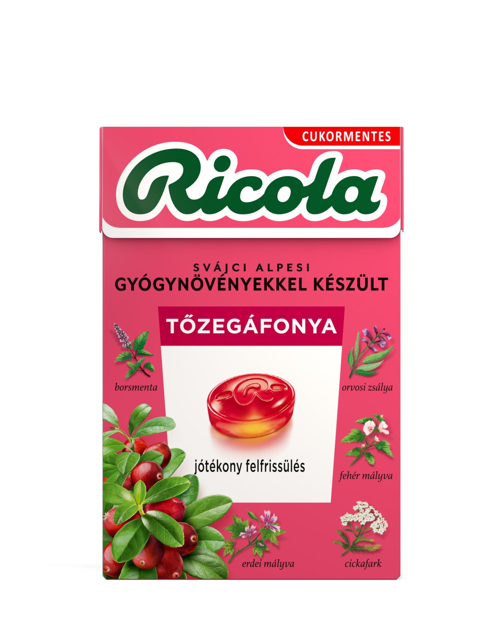 Ricola Brusnicové bylinné cukríky bez cukru s vitamínom C 40 g - 22154
