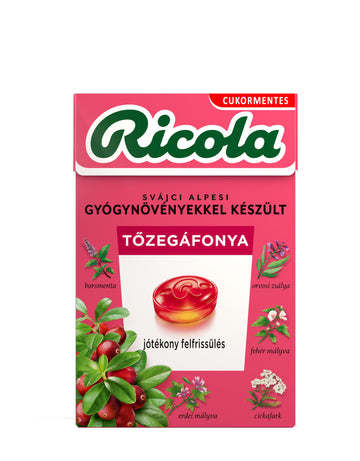 Ricola Brusnicové bylinné cukríky bez cukru s vitamínom C 40 g - 22154