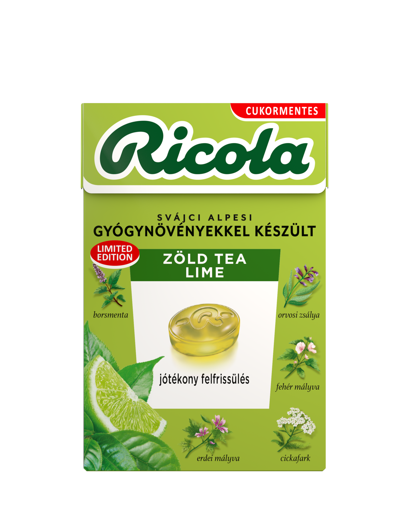 Ricola cukor zelený čaj-lime 40 g