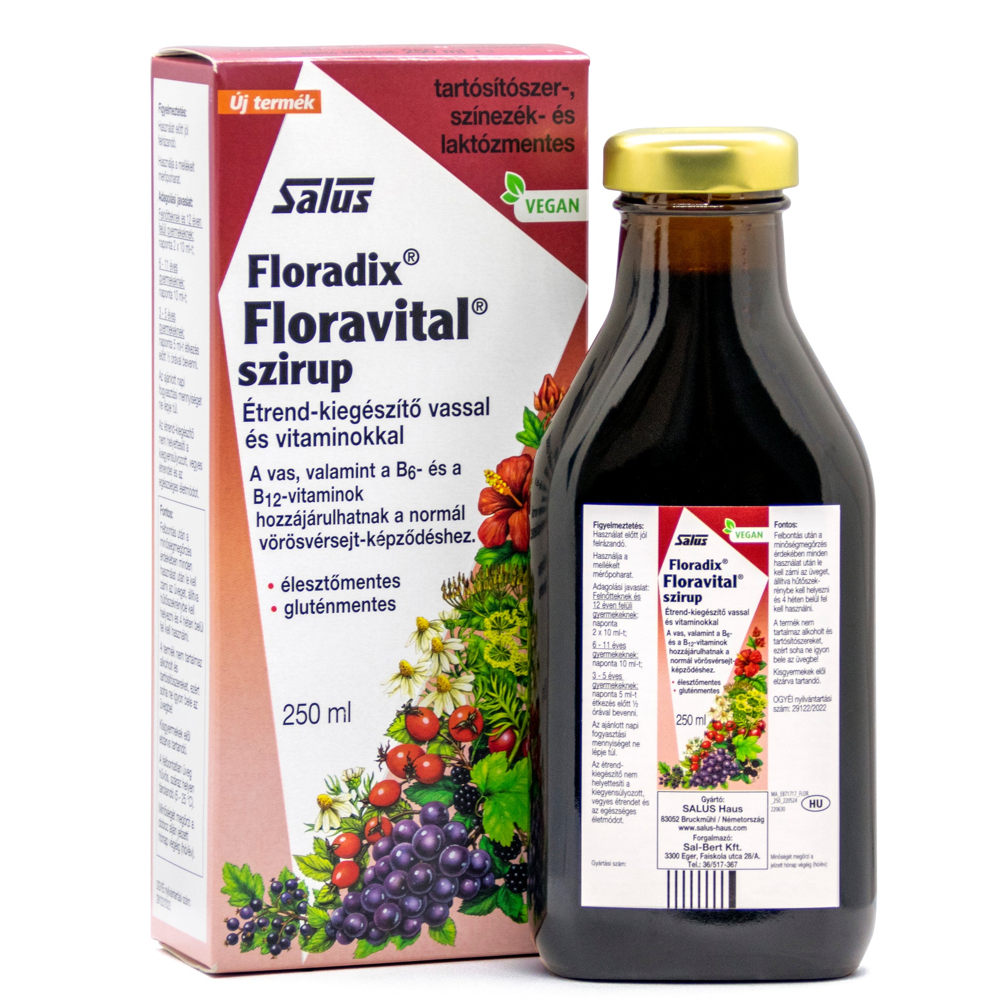 Salus Floradix Floravital sirup s obsahom železa a vitamínov B 250 ml - 91579
