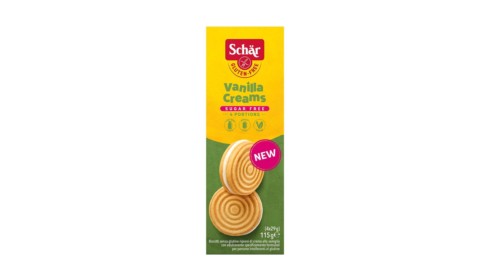 Schär bezgluténové cukrové sušienky vanilkový krém 115 g
