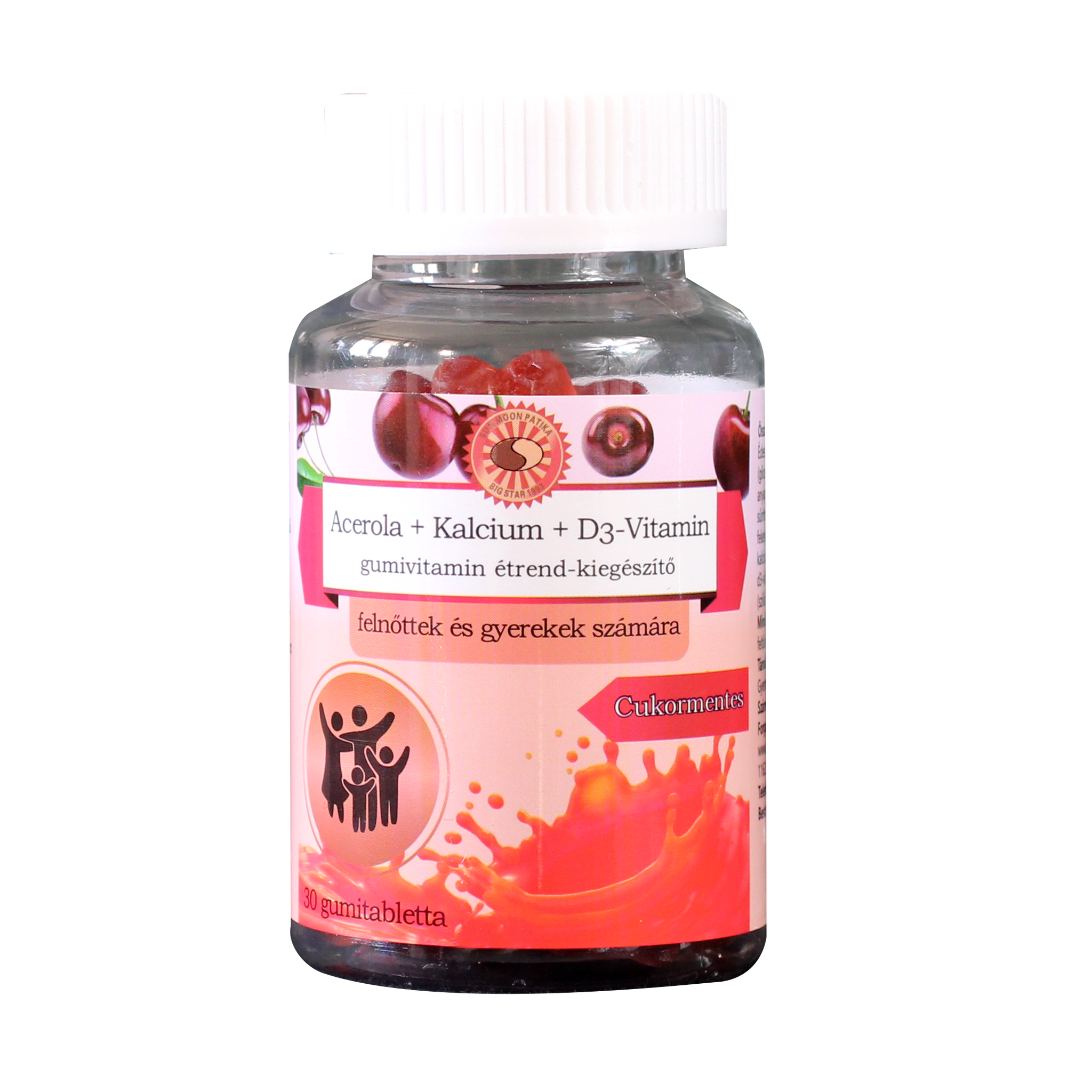 Sun Moon acerola+vápnik+vitamín d3 výživový doplnok gumový vitamín 30 ks - 97621