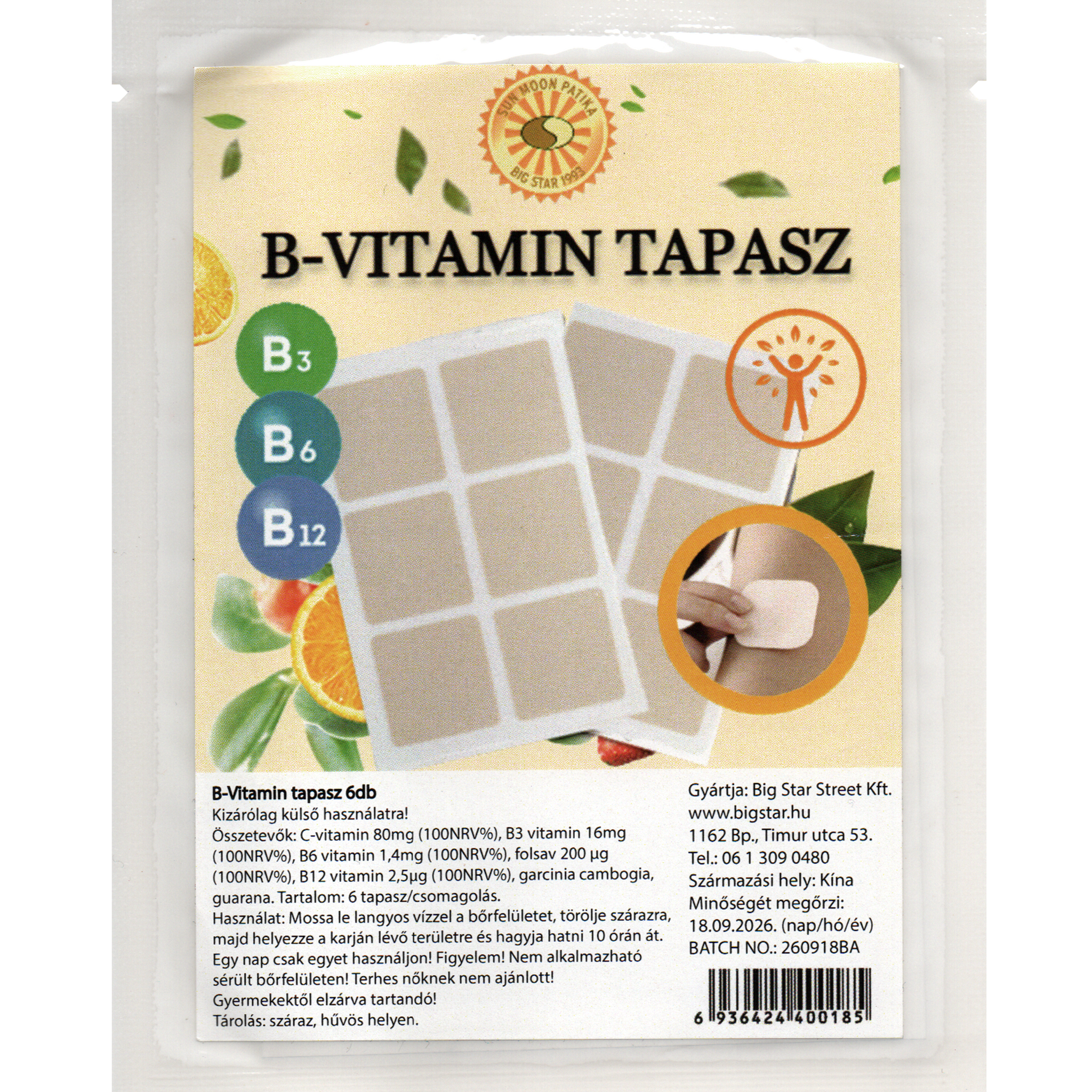 Sun Moon B-vitamínová náplasť 6 ks - 97634