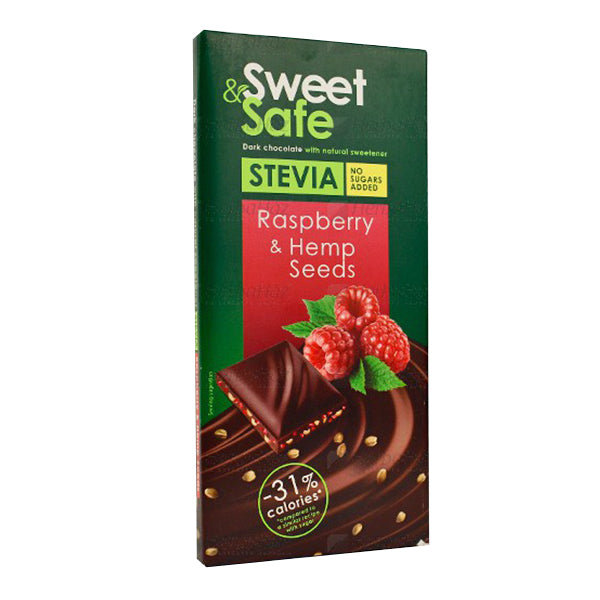 Sweet&safe jedálenská čokoláda s jahodou, mandľou, steviou 90 g