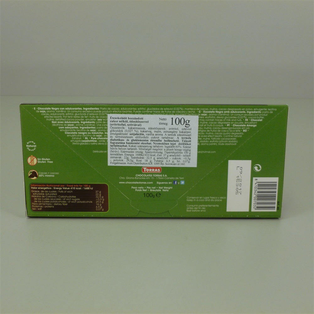 Torras horká čokoláda so stéviou bez cukru 100 g - 46135