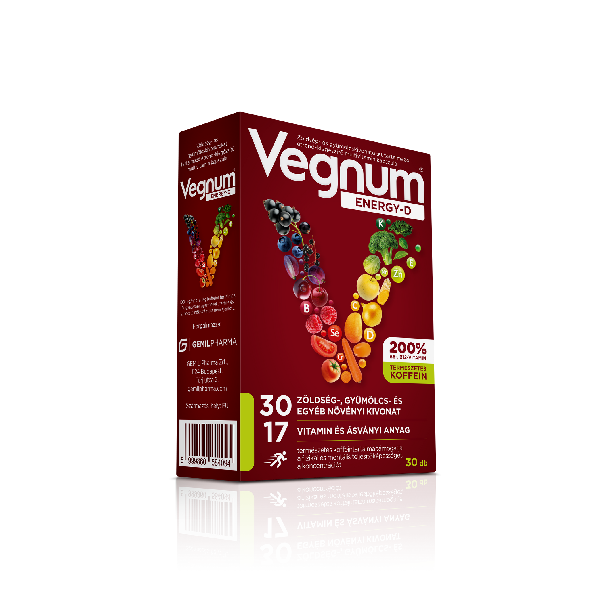 Vegnum energy-d Multivitamínové doplnkové kapsuly 30 šálok