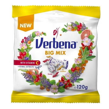 Verbena Cukríky s vitamínmi a bylinnými extraktmi, mix príchutí 120 g - 90953