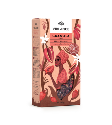 Viblance granola s príchuťou jahodového brownie a kakaa 300 g - 81722