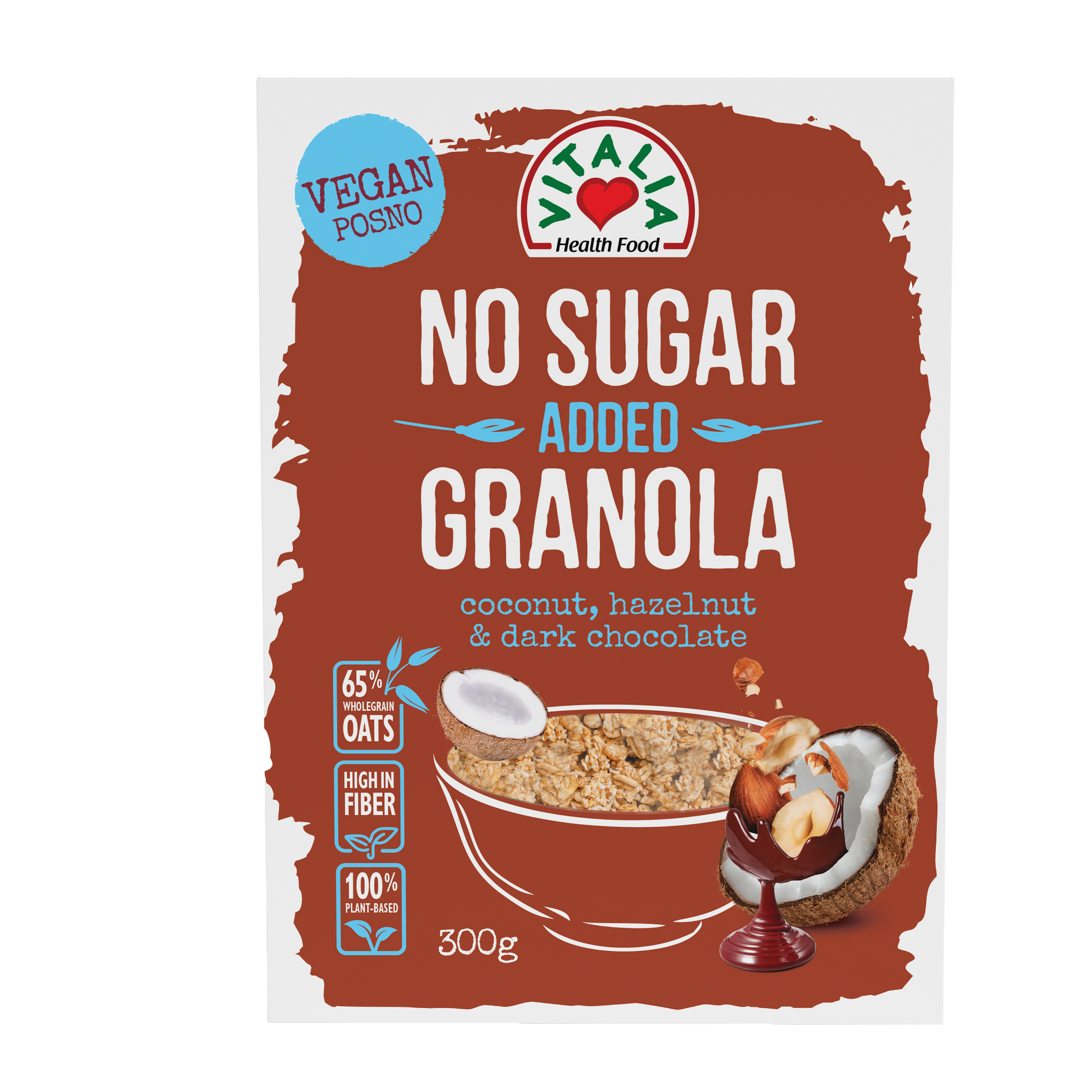 Vitalia granola bez pridaných cukrov jedálenská čokoláda kokosové orechy 300 g