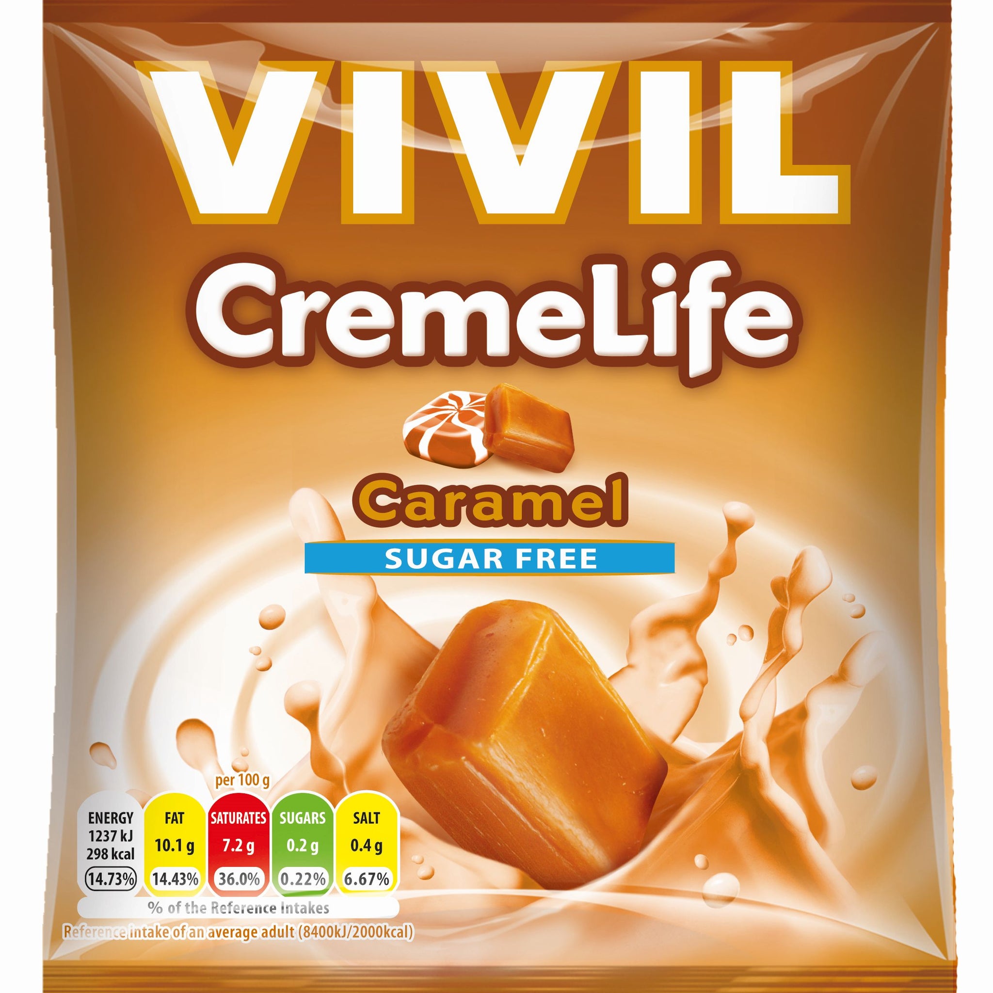 Vivil krémové karamelové bonbóny bez cukru 60 g - 89649