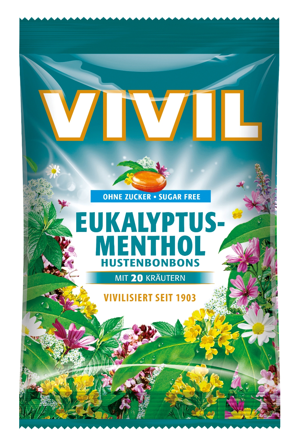 Vivil bylinné cukríky eukalyptus-mentol 60 g - 84873