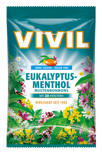 Vivil bylinné cukríky eukalyptus-mentol 60 g - 84873